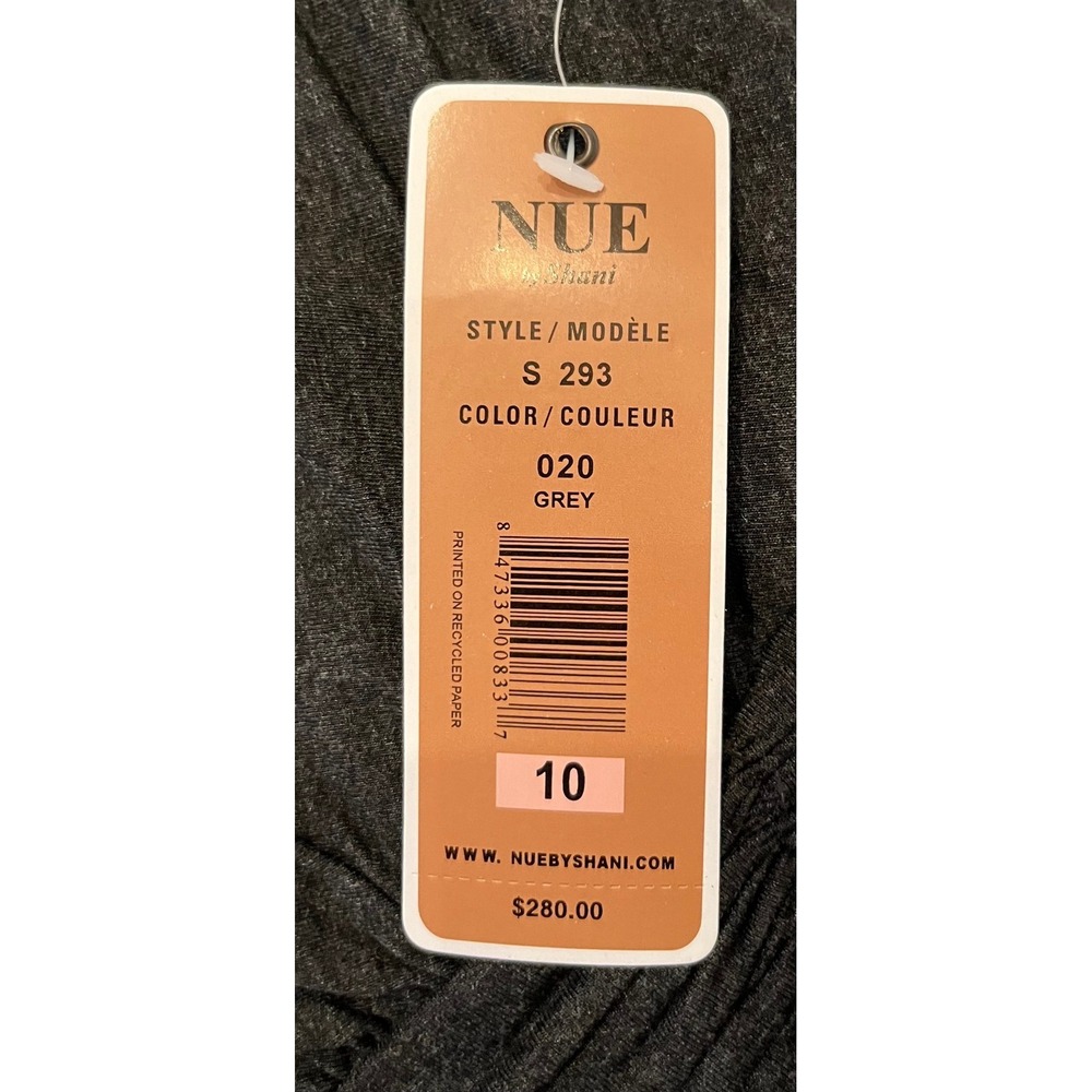 NUE by Shani GRAY A Line 3/4 Sleeve Dress Built-in Body Shaper Dress Sz 10 S293 - Picture 8 of 16